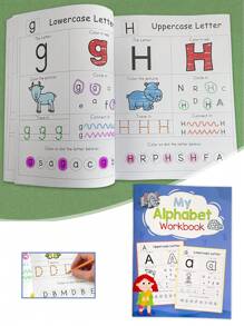 52pcs/ Book 26 Alphabet 0-9 Number Coloring Handwriting Children's Workbook,Learning And Tracing Letters,Recognizing Uppercase And Lowercase Letters And Tracking Learning,Learning A-Z Letters In Preschool,Helping Children Recognize And Remember English Letters Through Tracing And Coloring,Enhancing Letter Memory And Hand Eye Coordination,Stationery,Student Supplies,Educational Games,Learning At Home,Colouring Books For Boys,Board Games For Kids,Colouring,Coloring Book,Kids Toys,Books