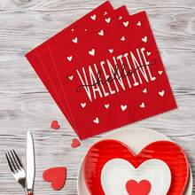 Bộ đồ ăn tiệc chủ đề tình yêu 24/72 món, bao gồm đĩa giấy hình trái tim 9in/7in, khăn ăn, hoàn hảo cho ngày lễ tình nhân, lễ đính hôn, đám cưới, kỷ niệm, tiệc tùng, trang trí lễ kỷ niệm trở lại trường ngày lễ tình nhân - Nhiều màu - Xem 5