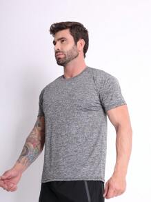 Men's Dry Fit Shirt Slim Fit Gym Fabric Cold Mesh Comfortable - 灰色 - 查看 3