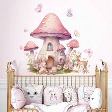 BRUP 1 miếng dán tường hình ngôi nhà nấm thỏ hoạt hình dễ thương bằng PVC có thể tháo rời cho phòng ngủ, phòng chơi, phòng khách, phòng trẻ em, mẫu giáo, trang trí nhà cửa, miếng dán tường - Nhiều màu - Xem 6