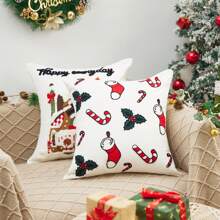 Christmas Embroidered Pillow Case Without Pillow Core - Blanco - Ver 6