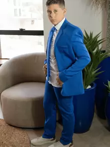 Men's Slim Oxford Premium Suit Various Colors - Xanh đậm - Xem 7