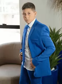 Men's Slim Oxford Premium Suit Various Colors - Xanh đậm - Xem 6