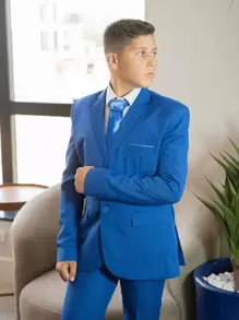 Men's Slim Oxford Premium Suit Various Colors - Xanh đậm - Xem 3