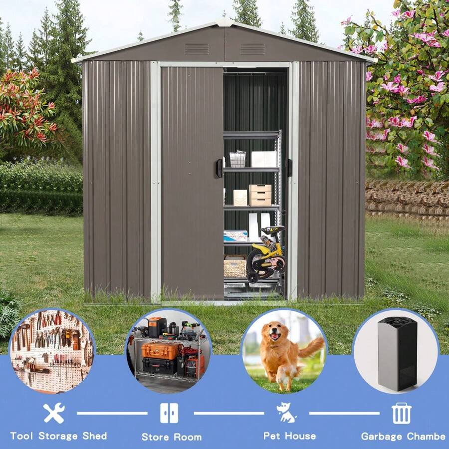 6ft X 4ft Outdoor Metal Storage Shed SHEIN USA