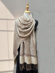 1 chiếc khăn choàng Pashmina Jacquard họa tiết Paisley cổ điển, mềm mại và ấm áp có tua rua, thích hợp cho trang phục đi làm thường ngày và trang trí - Nhiều màu - Xem 7