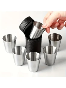 便携式不锈钢杯套装，适合户外旅行和聚会，包括威士忌杯，非常适合野餐和活动 - 彩色 - 查看 2