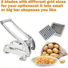 Potato Chipper Cutter Slicer, Potato Fry Cutter, Stainless Steel Potato Cutter, Potato Slicer, Includes 2 Blade Size Cutter Options And No-Slip Suction Base, Perfect For Use With Air Fryer - 變體1 - 查看 7