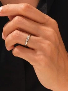 Esberry 1pc S925 Sterling Silver Simple 3MM Smooth Plain Ring For Women Fine Ladies Jewelry Gift Daily Party Gifts