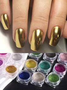 Bộ bột làm móng tay kim loại 24 màu Chrome kim loại vàng bạc Chrome nghệ thuật làm móng sắc tố hỗn hợp Gương ma thuật màu sắc nghệ thuật làm móng bột nhũ bụi chà xát trang trí tự làm thiết kế nghệ thuật làm móng - Nhiều màu - Xem 9