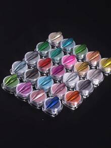 Bộ bột làm móng tay kim loại 24 màu Chrome kim loại vàng bạc Chrome nghệ thuật làm móng sắc tố hỗn hợp Gương ma thuật màu sắc nghệ thuật làm móng bột nhũ bụi chà xát trang trí tự làm thiết kế nghệ thuật làm móng - Nhiều màu - Xem 8