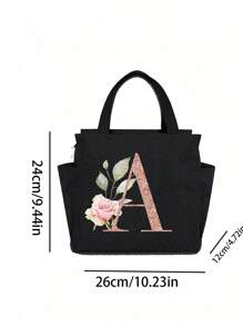 Geantă de prânz izolată personalizată cu identificare a primei litere - Geantă Bento caldă din pânză, închidere cu fermoar, căptușeală din folie de aluminiu de mare capacitate, potrivită pentru designul primei litere la serviciu și la școală, școli și activități în aer liber - Ușor de curățat, design compact, impermeabil, cutie de prânz, geantă de prânz pentru femei, geantă de picnic pentru profesori, geantă frigorifică pentru camping, geantă frigorifică pentru sală de clasă, geantă de picnic pentru femei, geantă de damă pentru școală, accesorii școlare, articole școlare