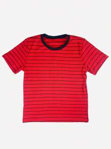 K&K FASHION Ribbed Striped T-Shirt - Red - View 3