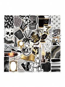 50 件黑金哥特式防水手机壳笔记本装饰涂鸦贴纸 - 彩色 - 查看 6