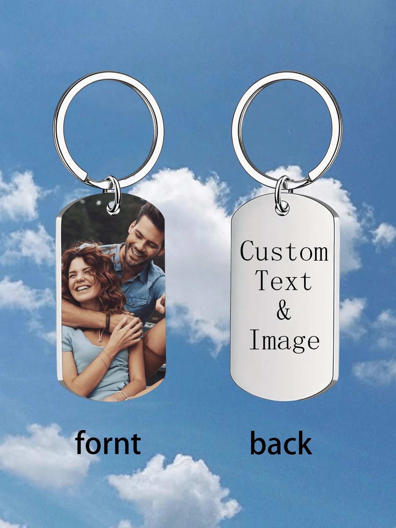 1pc Personalized Engraving Photo Text+Icons Keychain Drive Safe Pet Memorial Anniversary Custom Keychain Gifts|Drive Safe Boy Girlfriend Pet Memorial Anniversary Custom Keychain Gifts - Multicolor - View 1