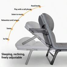 Adjustable Portable Folding Bed, Patio Lounger, One Piece Folding Bed With Pillow Mattress, Complimentary Blanket And Eye Mask, Adult Camping Bed, Nap Nap Bed, Single Companion Bed, Outdoor Camping Bed, Suitable For Tent, Home, Office, Etc. - 75"x 26"(套) - 查看 2