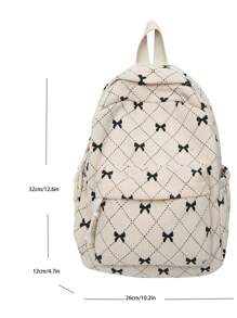 Mini Corduroy Backpack, Small Solid Color Daypack, Artistic Style School Bag For Teens, Book Bag For Women Or Students, Perfect For Books, Shopping, Back To School And More - Beige - View 5