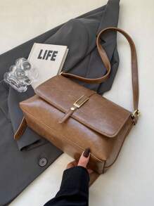 Túi vuông màu trơn thời trang giản dị, túi có nắp, không kèm mặt dây chuyền, thích hợp cho lớp học đại học/cao đẳng/đi làm/công sở/văn phòng/lễ hội/kỳ nghỉ/ngày lễ/tiệc tùng/du lịch, dành cho phụ nữ, tân binh & nhân viên văn phòng, thiếu nữ, sinh viên đại học, cô gái trẻ - màu nâu - Xem 8