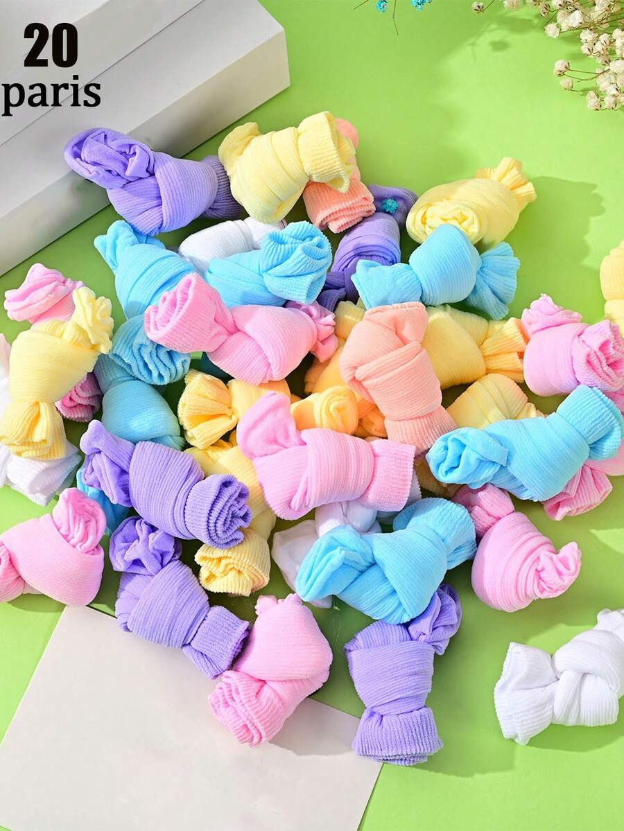 Bộ 20 đôi tất dài đến bắp chân Dopamine màu kẹo thời trang dành cho nữ phù hợp cho trang phục dự tiệc, thường ngày và đi học - Nhiều màu - Xem 1