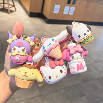 Sanrio Kawaii Sanrio Nyckelring Söt tecknad Anime Snack Serie Ryggsäck Dekoration Nyckelring Födelsedagspresenter