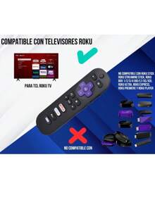 Control Remoto Compatible Con Tcl Roku Tv Smart Tv - Negro - Ver 2