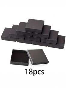 5 cái/10 cái/18 cái Hộp đựng trang sức bằng bìa cứng màu đen cao cấp có miếng bọt biển màu đen bên trong, kích thước 9x9x2,9cm dùng để làm quà tặng và đóng gói trang sức, quà tặng ngày lễ tình nhân, hộp giấy chất lượng cao, vật dụng cho doanh nghiệp nhỏ - màu đen - Xem 13