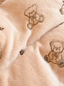 3 Pieces Of Children's Printed Duvet Cover Pillowcase Set, Cartoon Dinosaur, Bear, Rabbit Print Pattern, Winter Milk Velvet Children's Bed Set, Suitable For Children's Bedroom, Spring, Autumn And Winter, Machine Washable - Coffee Brown - View 4