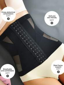 1 chiếc đai nịt bụng bằng chất liệu lụa băng dành cho nữ, giúp định hình và giữ dáng eo, hỗ trợ tập luyện và giảm mỡ bụng, thoáng khí và thon gọn, đai nịt eo, đai định hình cơ thể, đai nịt bụng cho phụ nữ sinh mổ và sinh thường. - màu đen - Xem 5