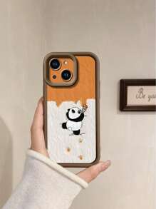 1pc Teddy Bear Textured Brown Sand Protective Mobile Phone Case Cover Compatible With Apple///Redmi/Infinix/Vivo - Brown - View 6