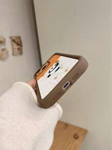 1pc Teddy Bear Textured Brown Sand Protective Mobile Phone Case Cover Compatible With Apple///Redmi/Infinix/Vivo - Brown - View 4