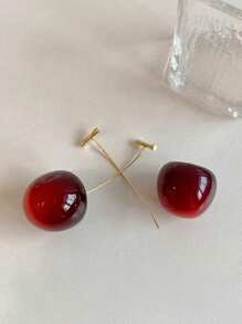 1 Pair Of High-End Sweet And Fresh Cherry Gentle And Simple Earrings - Red - View 5