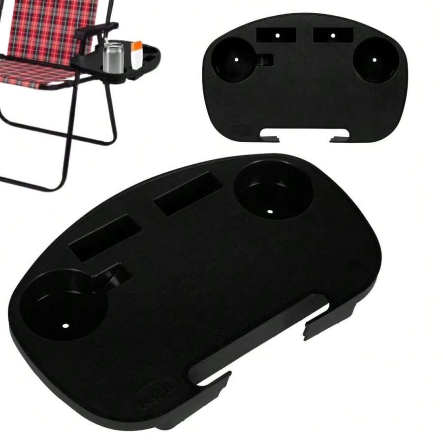 Portable Beach Chair Table With Cup Holder - màu đen - Xem 1