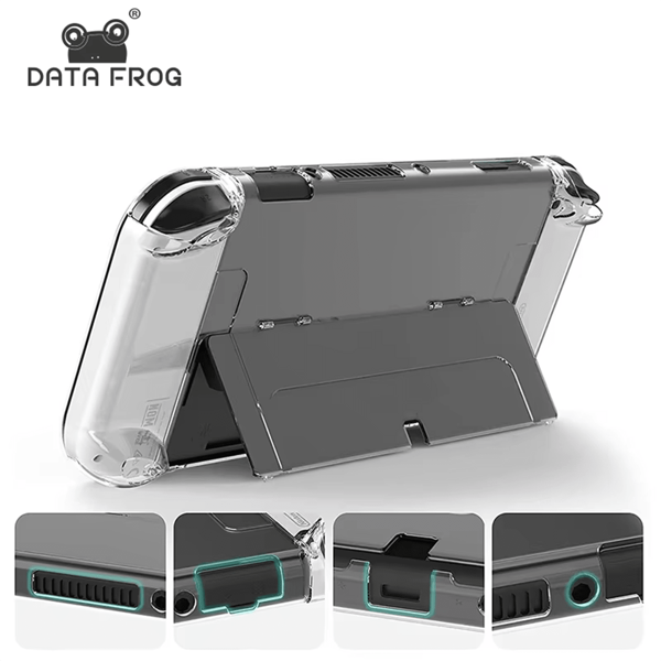 DATA FROG Capa Protetora Rígida DATA FROG para OLED, Capa de Cristal Transparente Compatível com Switch OLED, Acessórios de Alta Transparência