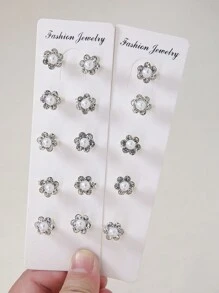 10pcs/Pack Baby Girls's Pearl Decor Cute Barrettes, European & US Style Bangs Clips, Small Hair Accessories