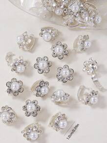 10pcs/Pack Baby Girls's Pearl Decor Cute Barrettes, European & US Style Bangs Clips, Small Hair Accessories