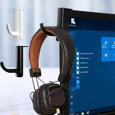 2 Stücke Kopfhörerhalter Haken, geeignet für PC Headsets, Monitor, Schreibtisch, wandmontiertes Spiele Aufbewahrungsregal, kompakter & stabiler Kopfhörerhalter, bietet feste Unterstützung und platzsparende Aufbewahrung