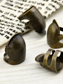 1 件/2 件/3 件复古顶针金属可调节手指保护器缝纫拼布指尖套缝纫配件手指保护家用修补十字绣顶针 - 彩色 - 查看 8