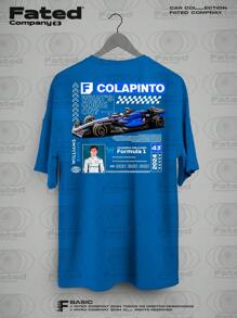 T-Shirt Driver Franco Colapinto #43 Williams Team - Fated Car 100% Cotton - 藍色 - 查看 1