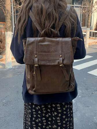 2026 Spring New Coffee Brown Backpack Large Capacity Student Classroom Backpack Fashion Leisure Women's Daily Outdoor Travel BackpackBusiness Women's Casual And Fashionable Daily Commuting Bag, Suitable For Work, Shopping, Dating, Travel, College Students, Women's Bag, Daily Use