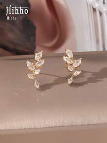 Hihho 2 Cặp bông tai đính đá Zirconia lấp lánh thời trang cá nhân hóa hình hoa dành cho bé gái, phù hợp với trang phục hàng ngày, món quà tuyệt vời - Vàng - Xem 2