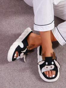 Pantuflas,Zapatillas lecheras de dama cómodas y lindas,Women Home Slippers,Women Cow Design Novelty Slippers, Preppy Indoor Home Slippers,4-Season Linen Slippers For Women, Cute Cow Print, Unisex Slip-Resistant Thick Bottom, Spring & Autumn Linen Sandals - Negro - Ver 7