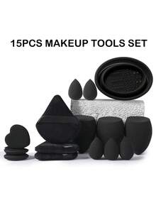 1/15/30/31/46PCS Makeup Tools Set Including:30PCS Makeup Brush Set+3PCS Makeup Sponges+5PCS Mini Makeup Sponges+3PCS Triangle Powder Puffs+3PCS Mini Air Cushion Powder Puffs+1pc Makeup Brush Cleaning Tools+1pc Storage Bucket,Brush Set,Makeup Brush Kit,Make Up Brush Set,Make Up Set Complete,Makeup Brush Set,Complete Makeup Kit,Brush Kit,Brushes Makeup Set,Makeup Gift Set,Set - Black - View 16