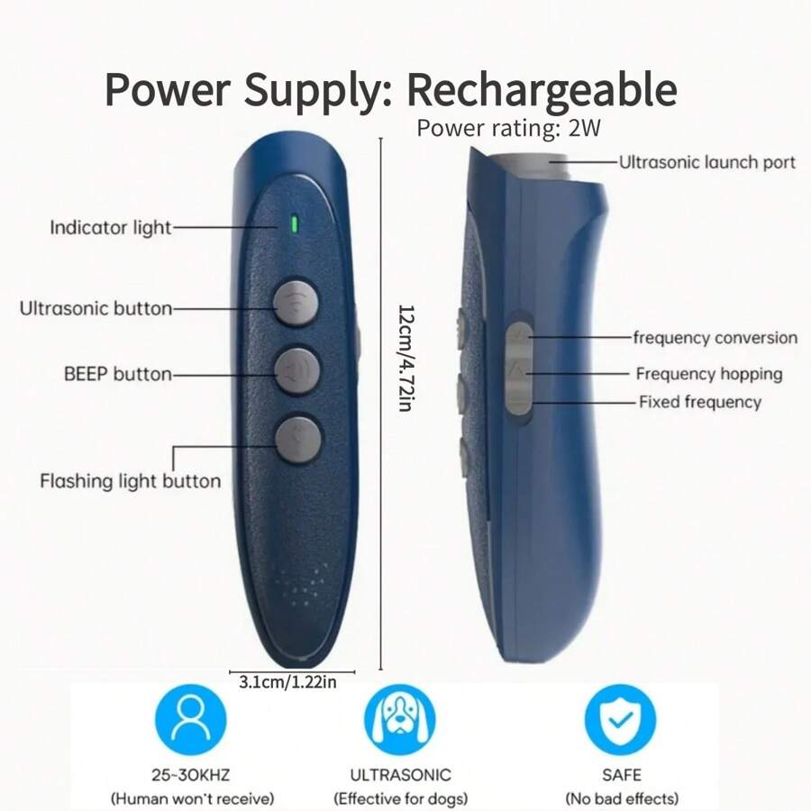 1pc Ultrasonic Dog Repeller Mini Handheld AntiBarking Tool Stop