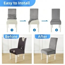 Ystyle 2 Piece Velvet High Back Chair Cover, Universal Chair Covers, Stretch Cat Scratch Resistant Chair Cover, High Back Chair Cover, Living Room Chair Cover - Light Grey - View 4