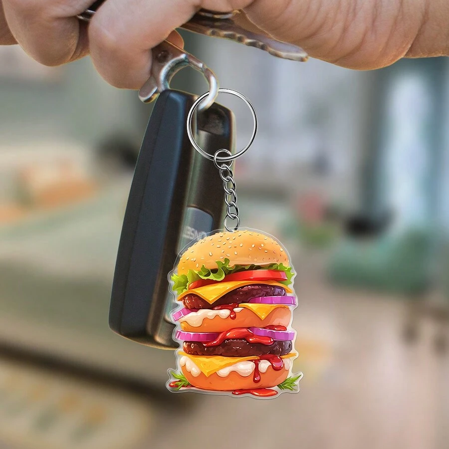 1 Chiếc, Móc Khóa Hamburger Thời Trang, Mặt Dây Chuyền Acrylic 2D, Thích Hợp Để Trang Trí Trong Nhiều Dịp, Quà Tặng Tiệc Nhỏ - Nhiều màu - Xem 1