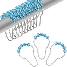 12pcs/24pcs Red Bathroom Hook Ball Rolling Decorative Rust Proof Stainless Steel Shower Curtain Hooks For Bathroom Shower Rods Home Bathroom Decor Fall Decor Bathroom Accessories Back To School - Red - View 19