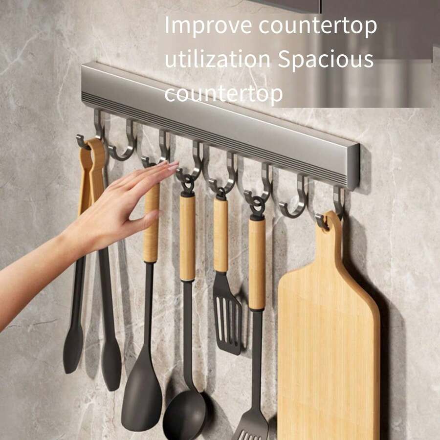 1 Giá treo đồ gắn tường nhà bếp bằng hợp kim nhôm không cần khoan - Nhiều màu - Xem 1