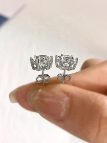 1Pair 6 Claws Classic Earrings 2ct Moissanite Diamond Earrings S925 Sterling Silver Wedding Earrings Engagement Stud Earrings Luxury Jewelry For Gifts Girls Women Anniversary
