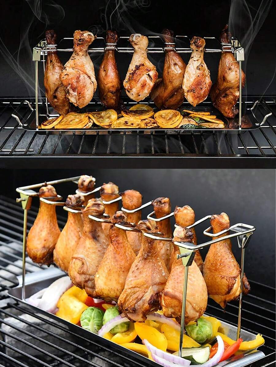 Stainless Steel Chicken Leg Rack, Outdoor Picnic BBQ Grill, Chicken ...