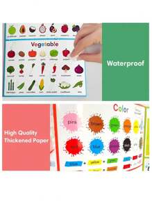 Mi primer cuadro de aprendizaje - Vocabulario en inglés, póster de aprendizaje, tarjetas flash, hoja de trabajo, alfabeto, números, frutas, verduras, juguetes educativos, decoración de pared, decoración de habitación, suministros de aprendizaje